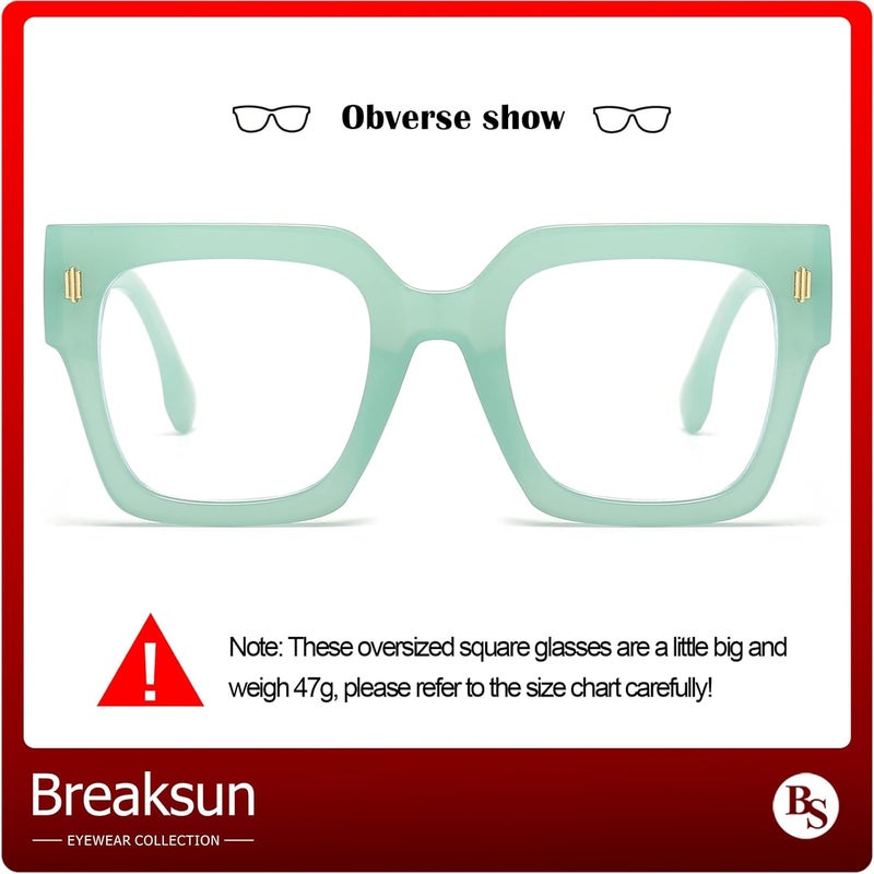 Breaksun Fashion Oversized Blue Light Blocking Glasses for Women Men Trendy Big Square Frame Computer Eyeglasses - Image 2
